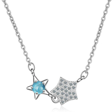 KOFSAC-Colgante de estrella de circón brillante para mujer, Collar de plata 925, accesorios de boda, joyería de cristal azul 2024 - compra barato
