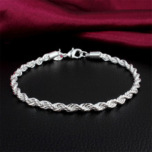 Elegant Silver Plated Jewelry For Women And Men Fashion Silver Plated Chain Charm Flash Twisted Rope Bracelet Jewelry Bracelet 2024 - buy cheap