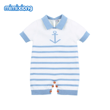 Baby Rompers Summer Stripe Knitted Baby Girl Jumpsuit Clothes Blue Short Sleeved Newborn Boy Overalls Children One Piece Costume 2024 - buy cheap