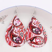 2019 Hot Selling Large Print Paisley PU Leather Teardrop Earrings for Women Fashion Jewelry Wholesale 2024 - buy cheap