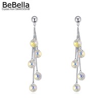 BeBella-pendientes colgantes de cristal para mujer, cadena larga colgante de cristales Swarovski, joyería de moda para fiesta, regalo de Navidad 2024 - compra barato