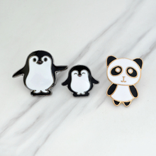 Panda Penguin Brooch Cartoon Penguin Mom and Baby Enamel Pin Backpack Hat Animal Badge Ornament Family Kids and Friends Gifts 2024 - buy cheap