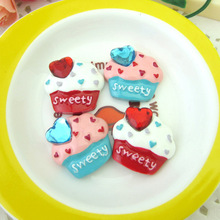 50pcs/lot Cute flat back resins sweety Icecream with love drill  22*23mm kawaii cabochons crafts DIY home wedding decorations 2024 - buy cheap