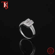 TKJ-anillo de compromiso de Plata de Ley 925 auténtica para mujer, joyería de circonita cúbica AAA para mujer, anillos de banda de boda, regalo de aniversario de fiesta 2024 - compra barato