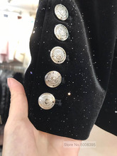 TOP QUALITY Black Star Night sky Sequin Double Breasted Velvet Blazer Shawl Lapels Silver Embossed Buttons Flap Pockets 2024 - buy cheap