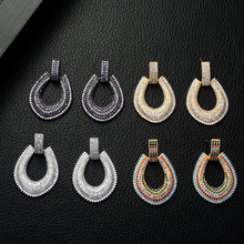HIBRIDE Fashion Korean Stud Earrings for Women Wedding Cubic Zirconia Crystal Bohemian Dubai Bridal Stud Earring Bijoux E-563 2024 - buy cheap