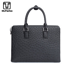 McParko-maletín de cuero de avestruz genuino para hombre, bolso de negocios, de lujo, de cuero de avestruz, maletín para caballeros 2024 - compra barato