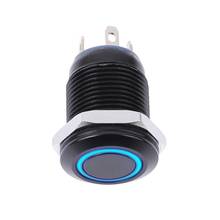 12mm Waterproof Flat Head Top Metal Momentary Push Button ON-OFF Switch with Circular Blue LED Light Car Motorcycle Swictch 2024 - buy cheap