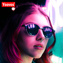 Yoovos 2021 Vintage Alloy Sunglasses Women Brand Designer Retro Round Frame Sunglasses Fashion Shopping V400 Oculos Feminino 2024 - buy cheap