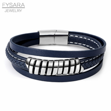 FYSARA Classic Leather Bracelet Men Luxury Multilayer Braied Rope Wrap Bracelet For Men Clasp Wristband Handmade Jewelry Gift 2024 - buy cheap