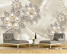 Jóia Da Pérola Flor de diamante de Luxo 3d papel de parede murais de papel de parede, sala TV parede do quarto sofá parede papers home decor 2024 - compre barato