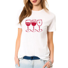 New Women T Shirt Goblet Printed Short Sleeve O-neck Funny T-shirt Wine Casual Women Tee Shirt Streetwear Fashion O Neck Tops 2024 - compre barato