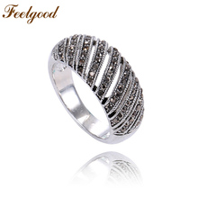 Feelgood Fashion Vintage Rhinestone Alloy Ring Retro Jewelry Antique Silver Color Finger Rings For Women 2024 - buy cheap