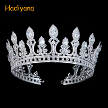Hadiyana-accesorios para el cabello de boda para mujer, corona con Zrconia y cristal, joyería, tiara grande, corona, BC3436 2024 - compra barato