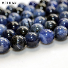 Meihan Natural 6mm 8mm 10mm blue sodalite smooth loose stone beads for jewelry making design or gift 2024 - buy cheap