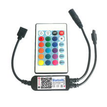 Mini controlador sem fio do bluetooth da música dc5v 12v 24v mini do rgb rgbw com ir 24key para a tira conduzida do rgb rgbw