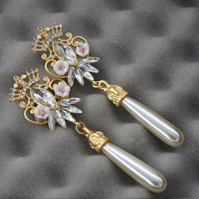 Gold Baroque Earring Female 2018 Drop Korean Earrings For Women Pearl Crown Long Earring Hanging Jewelry Oorbellen Pendientes 2024 - buy cheap