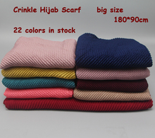 Lenço plissado feminino grande, lenço plissado tamanho grande 180*90cm 22 cores 2024 - compre barato