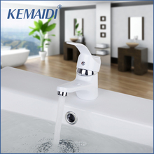 KEMAIDI White Painting Short New Brand Bathroom Hot And Cold Mixer Tap Solid Brass Basin Faucet Chrome Faucet 92274 2024 - buy cheap