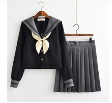 Японская школьная форма для девочек Fedex, 50 шт., каваи, Лолита, Матросская форма, карнавальный костюм, рубашка с длинными рукавами, плиссированная юбка, комплект 2024 - купить недорого