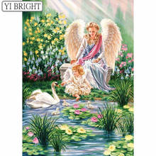 Full Square/Round Drill 5D DIY Diamond Painting Cross Stitch Angel Girl And Swan 3D Embroidery Mosaic Home Decor Gifts ZH 2024 - buy cheap