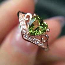 Кольцо с натуральным зеленым Перидотом и драгоценным камнем, кольцо с натуральным оливином из стерлингового серебра 925 пробы, модная маленькая корона для женщин и девушек, подарочное Ювелирное Украшение 2024 - купить недорого