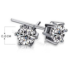 Women lady  plate silver jewelry Earring ear jewelry  Solid  copper CZ/Cubic Zirconia Round Back Stud Earrings 2024 - buy cheap