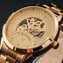 Relógio masculino winner 2019, relógio de pulso mecânico de aço inoxidável para homens, de marca de luxo, militar 2024 - compre barato