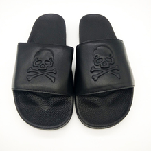 Men's Summer Beach Couple Cowhide Slippers Male Designer Black Skull Slippers Men Slides Casual Indoor Home Shoes Flip Flops Hot 2024 - buy cheap