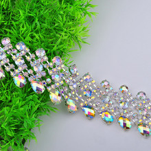 1 yard 4 cm Silver AB Rhinestone Trims Applique for Wedding Dress Clothes Bags Gifts Sewing DIY Crafts Cusack 2024 - buy cheap