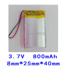 3.7v polymer lithium battery 802540 082540 800mah mp3mp4 gps bluetooth headset small toys pen camera  rechargeable battery 2024 - купить недорого