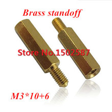 200 Pieces M3*10+6 Brass Hex Standoff Spacer M3 Male x M3 Female-10mm 2024 - buy cheap