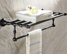 Однотонная латунная вешалка для полотенец для ванной комнаты, черная бронзовая вешалка для полотенец с маслом, 60 см, угловая вешалка для полотенец, аксессуары Lba445 2024 - купить недорого