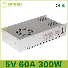 Fonte de alimentação, 5v 60a 300w driver de comutação para 5v ws2812b ws2801 led strip light ac 110-240v entrada para dc 5v frete grátis