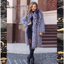FURSARCAR Genuine Real Fur Mink Jacket Women Warm Winter Natural Mink Casual Plus Size Luxury Mink Fur Coat With Fox Fur Collar 2024 - buy cheap