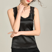 Lace Trim V Neck Satin Silk Tank Top Sexy Tops for Women 2019 Elegant Workwear Women's Sleeveless Crop Tops Plus size S-4XL 2024 - buy cheap