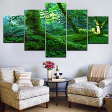 5 панелей HD Печать зелёное дерево Фрин лес природный пейзаж печать на холсте искусство живопись для дома и гостиной украшение 2024 - купить недорого