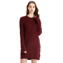 Suéter feminino longo de malha, blusão feminino de comprimento médio, quente 2024 - compre barato
