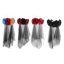 Diadema con rosas de 4 pulgadas para niña, corona de guirnaldas para el pelo, diadema decorativa para Halloween, Navidad, boda, Festival, 1 ud. J2 2024 - compra barato