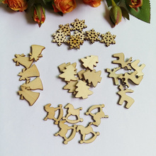 Chips de madera de Navidad sin agujeros, botones de madera de retales hechos a mano, etiqueta, botones de costura decorativos, 100 Uds. 2024 - compra barato