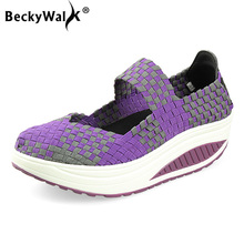 Туфли BeckyWalk женские прогулочные, дышащие сетчатые, Повседневная плетеная обувь на платформе, WSH2904 2024 - купить недорого