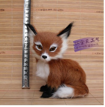 new brown simulation fox toy lovely sitting fox doll gift about 11x8x15cm 2024 - buy cheap