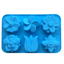 6 com diferentes moldes de flores de tulipas, molde de bolo de silicone, molde de sabão diy, 1 peça e151 2024 - compre barato