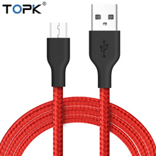 TOPK Micro USB Cable 1M Nylon Braided Data Sync Charger Cable for Samsung Xiaomi Huawei LG Mobile Phone Cables Microusb 2024 - buy cheap