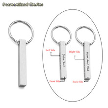 Personalized Master Engrave Message Name Words 4 Sided Vertical Cuboid Matte Bar Pendant Stainless Steel DIY Keychain Key Ring 2024 - buy cheap