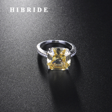 HIBRIDE Novo Espumante Quadrado Amarelo Cor AAA Cubic Zircon Anéis Para As Mulheres de Cor de Ouro Branco Anel anillos mujer R-252 2024 - compre barato