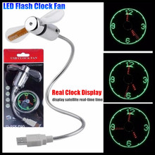 Mini ventilador de reloj de Flash de luz LED, dispositivo USB de bricolaje, aleación Flexible, pantalla de reloj en tiempo Real, ventilador fresco para PC, portátil, coche y energía móvil, 10p 2024 - compra barato