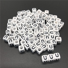 100pcs 6mm Letter Beads Square Alphabet Beads Acrylic Beads DIY Jewelry Making For Bracelet Necklace Accessories#U 2024 - buy cheap