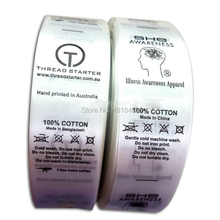 free shipping custom clothing care labels/washable labels/garment silk printed tags/clothing label printing/logo brand 1000 pcs 2024 - buy cheap