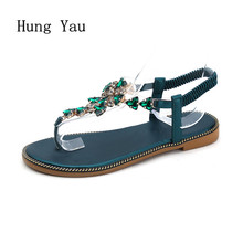 Women Sandals Flip Flops 2018 New Summer Fashion Rhinestone Wedges Shoes Woman Slides Crystal Bohemia Lady Casual Shoes Female 2024 - buy cheap